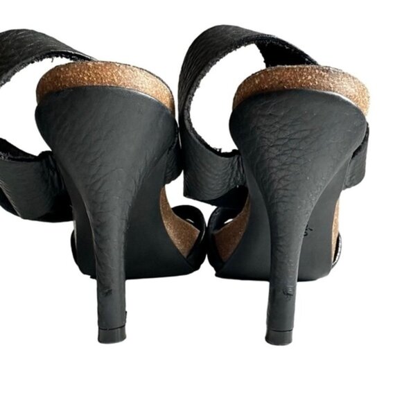 Pedro Garcia Black Pebbled Leather Sandals 4.25 Inch Heel - Size EU 39 (US 8) - Picture 9 of 17